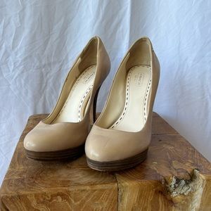 Coach Y2K Preloved Beige Stacked Stiletto Pumps Heels size 8.5